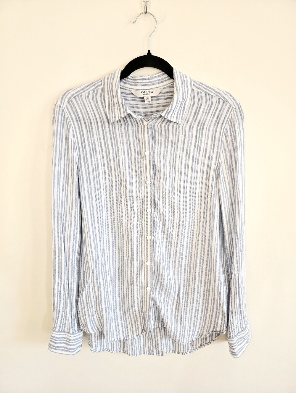 EVERNEW | US 6 (S/M) Button Down Shirt | white & blue stripes